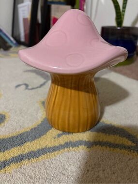 Pink Ceramic Mushroom Figurine